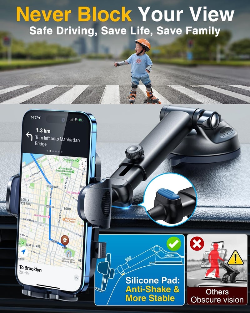 YRU True Military-Grade [360° Rotation Suction] 2026 Ultimate Car Phone Holder Mount 【90+LBS Safest Strongest & Patent Certs】 Dashboard Windshield Vent for iPhone 17 16 Pro Max Samsung, Red - Image 5